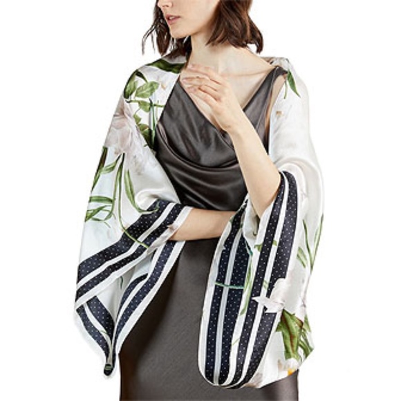 Ted Baker Giaana Elderflower Ivory Cape Scarf - Picture 1 of 6
